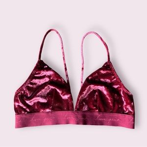 PINK VELVET TRIANGLE BRALETTE